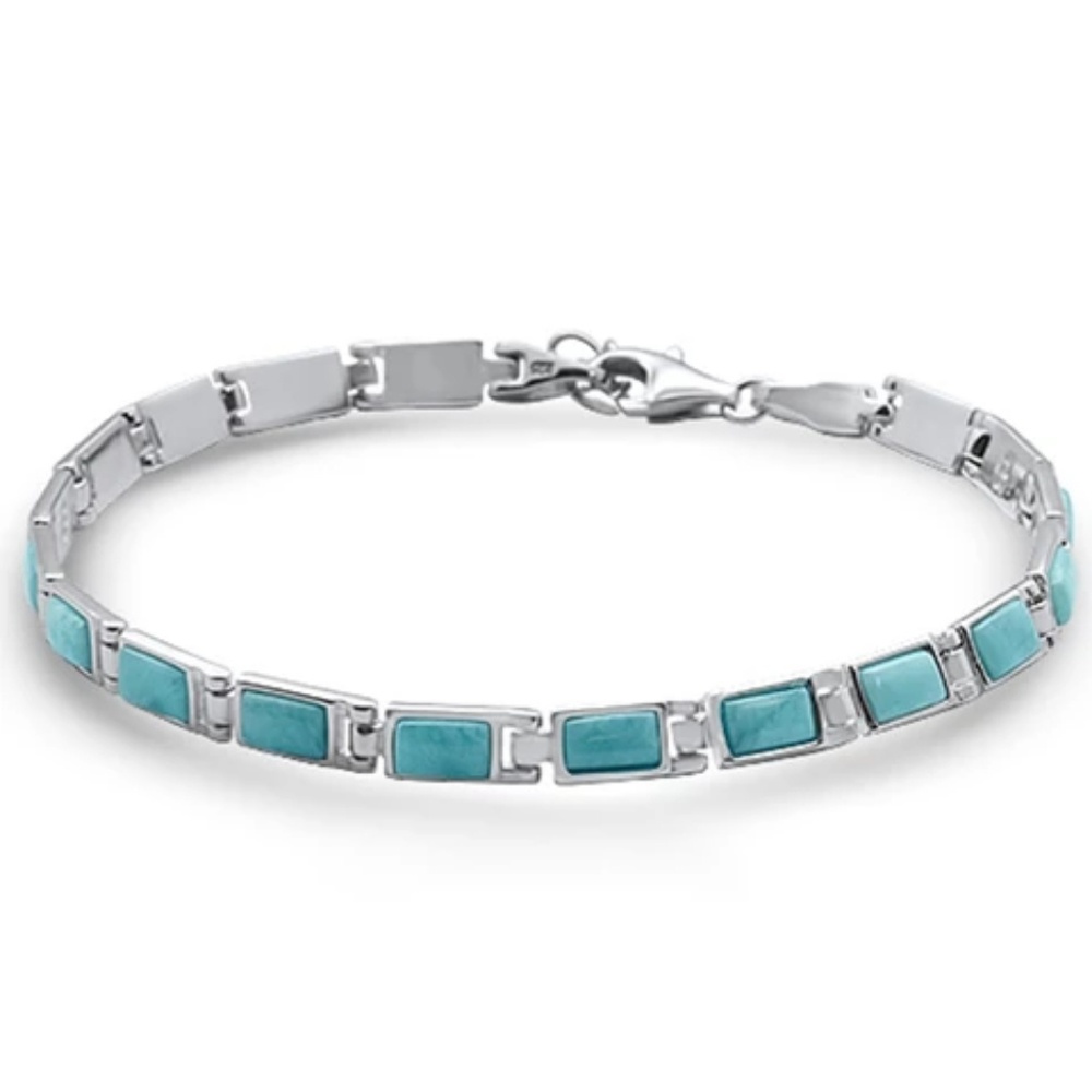 natural larimar.925 sterling silver bracelet